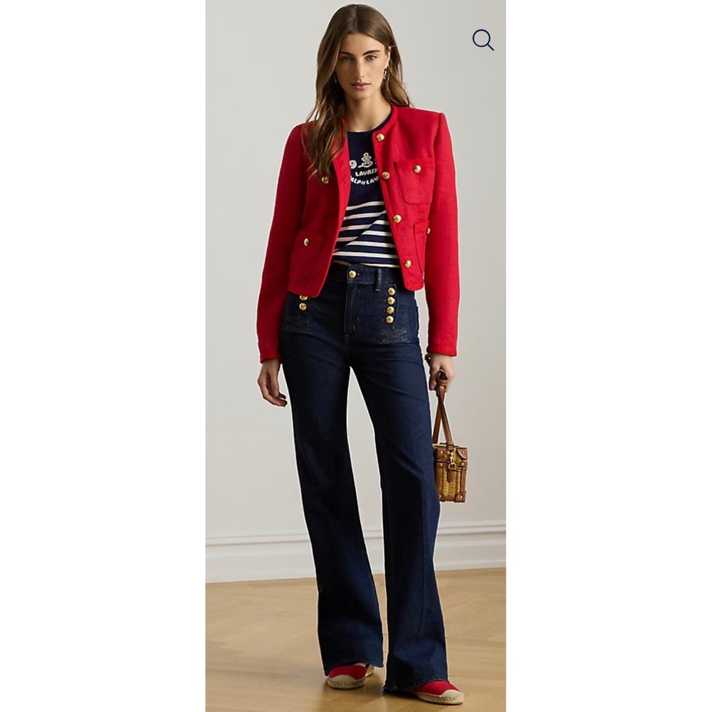 Lauren Ralph Lauren Women 4 High Rise Flare Leg Sailor Jeans Indigo Gold $359